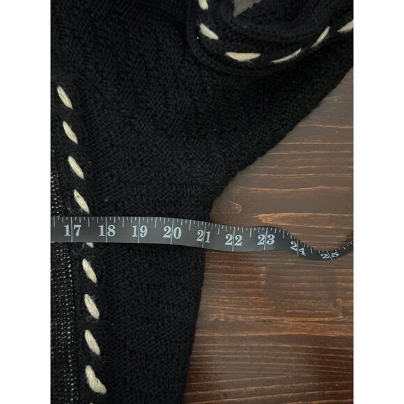 VTG Nils 1/4 Zip Tassel Sweater L Black Floral Design Winter Ski Lodge Cabin - Picture 12 of 15